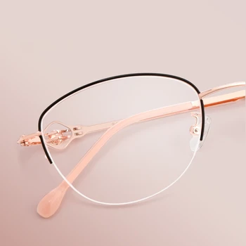 YIMARUILI Дамски слънчеви Очила в полурамке с Анти-синя светлина, Ретро, ултра-леки Метални Модерни Оптични Очила по Рецепта, Дограма 8025Z 2