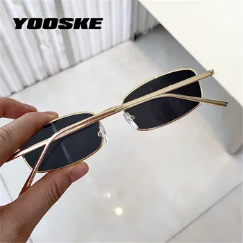 YOOSKE Малки Правоъгълни Слънчеви Очила Мъжки Реколта Квадратни Слънчеви Очила Дамски Маркови Дизайнерски Висококачествени Метални Рамки Червени Очила 3