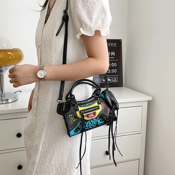 2022 Модерна чанта и чантата с графити, Малка Дамска Чанта, Брандираната Дизайнерска Луксозна чанта-тоут с Пискюли, Дамски чанти-месинджър 3