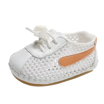 Детски обувки Пролет-есен Дишащи обувки от окото на материала, за една година на пешеходната обувки с мека подметка, Летни детски сандали 0-6-12 месеца, Женски 4