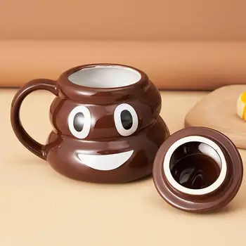 Странни Креативни Керамични Чаши във формата на Пу, утайка от чаша, Мляко, Чай, офис Чаши, Посуда за Напитки е най-Добрият Подарък за рожден Ден за Приятели 4