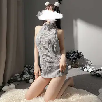 Секси бельо с деколте по врата, с високо деколте, с отворен гръб, смело показващо плюсове и минуси, може да се носи Вязаный пуловер с шарени костюм 4