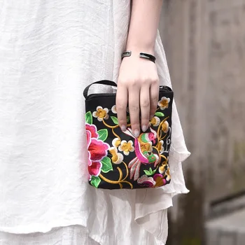 Дамски чанти за пазаруване с многоцветни бродерии в национален стил!Приятни щампи, женски Мини Ежедневни чанти през рамо, Лидер на продажбите, холщовая чанта-переноска 4