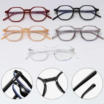 SO & EI Модни Полигональные Дамски слънчеви Очила в Рамки, Реколта Прозрачни Очила с анти-Blu-Ray Лещи, Мъжки слънчеви Очила с желеобразной оптични рамки, компютърни Очила 5