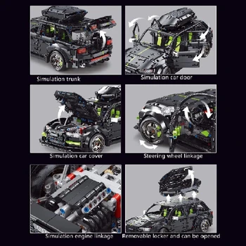 MOC RS6 Комби Автомобили градивните елементи на Модели, Съвместими с Lego, Високотехнологичен, Луксозен Автомобил Тухлена Играчка за Деца Подаръци За Момчета 5