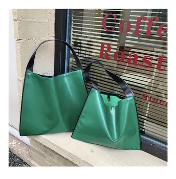 Дамска чанта-тоут 2022, Нова Лятна Мода Квадратна Ежедневни Проста Однотонная Мека Чанта На Рамото си Голям Капацитет, Bag-чанта 5