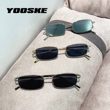 YOOSKE Малки Правоъгълни Слънчеви Очила Мъжки Реколта Квадратни Слънчеви Очила Дамски Маркови Дизайнерски Висококачествени Метални Рамки Червени Очила 5