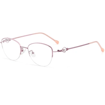 YIMARUILI Дамски слънчеви Очила в полурамке с Анти-синя светлина, Ретро, ултра-леки Метални Модерни Оптични Очила по Рецепта, Дограма 8025Z 5