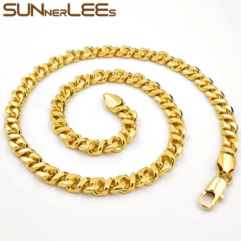 SUNNERLEES Модни Бижута Rose Gold Цвят на Веригата И Колиета 5 мм, 7 мм, Гладка Ограничаване на Кубинската 