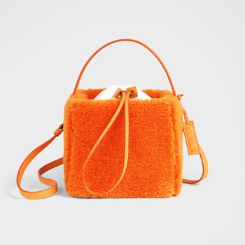 2021 дамска чанта, мек плюшен чанта-месинджър с едно рамо, топла зимна кашмир квадратна чанта чанта, луксозна изкуствена кожа 5